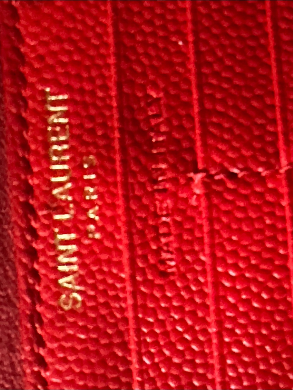 Saint Laurent Quilted Red Leather Continental Wallet with Gold YSL - Picture 7 of 12